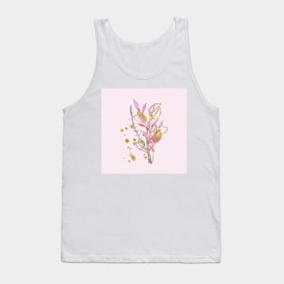 Purple and gold watercolor leaves branches Tank Top